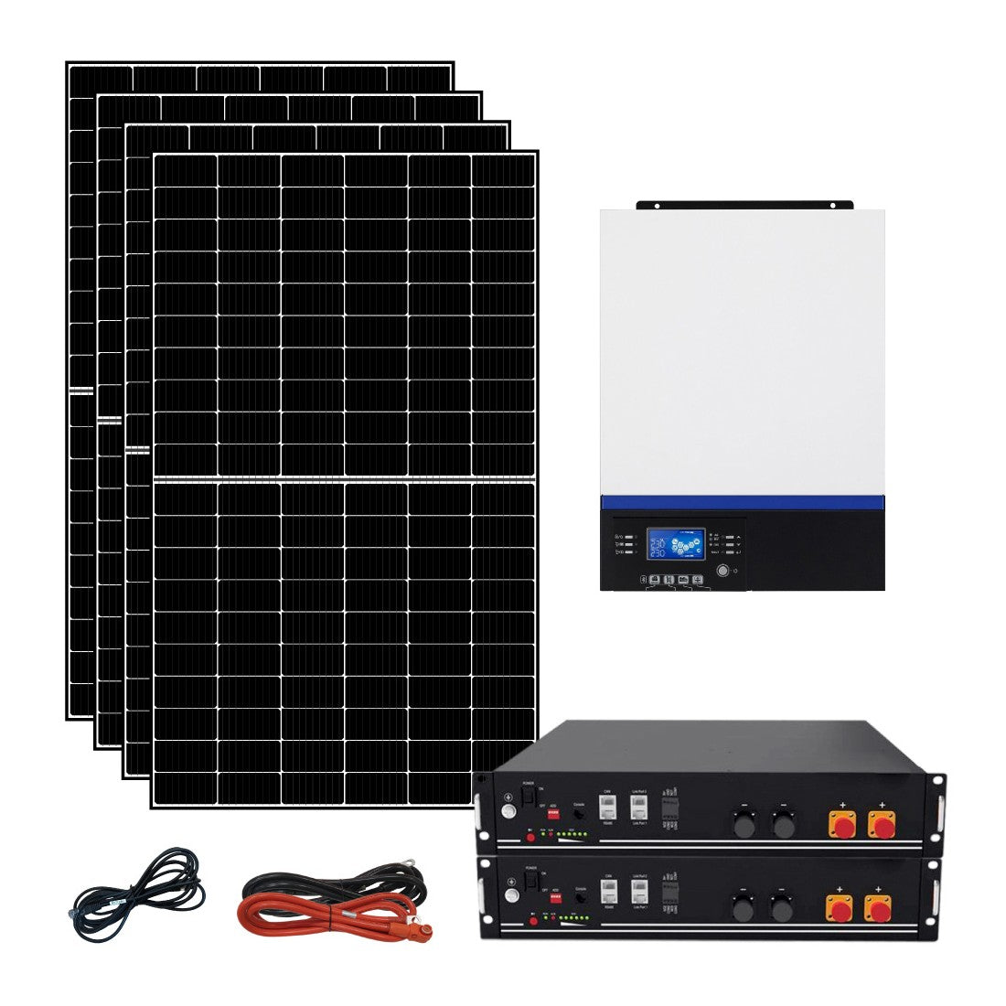 Kit fotovoltaico ibrido ad isola 3 kWp con inverter 5000W 48V MPPT e batterie Litio LiFePO4 | KIT3KWLIT