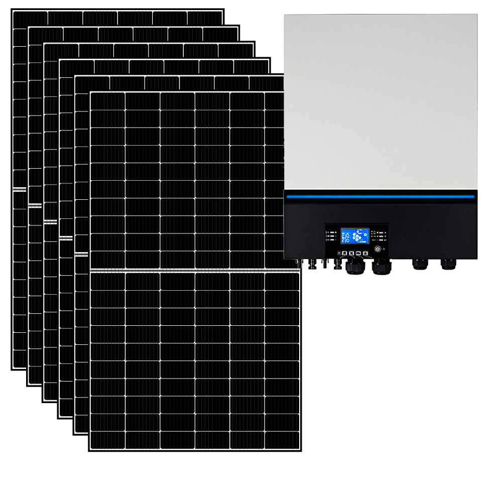 Kit fotovoltaico ibrido 6 kWp con inverter All-in-One 7200W 48V MPPT senza accumulo | KIT6KWED