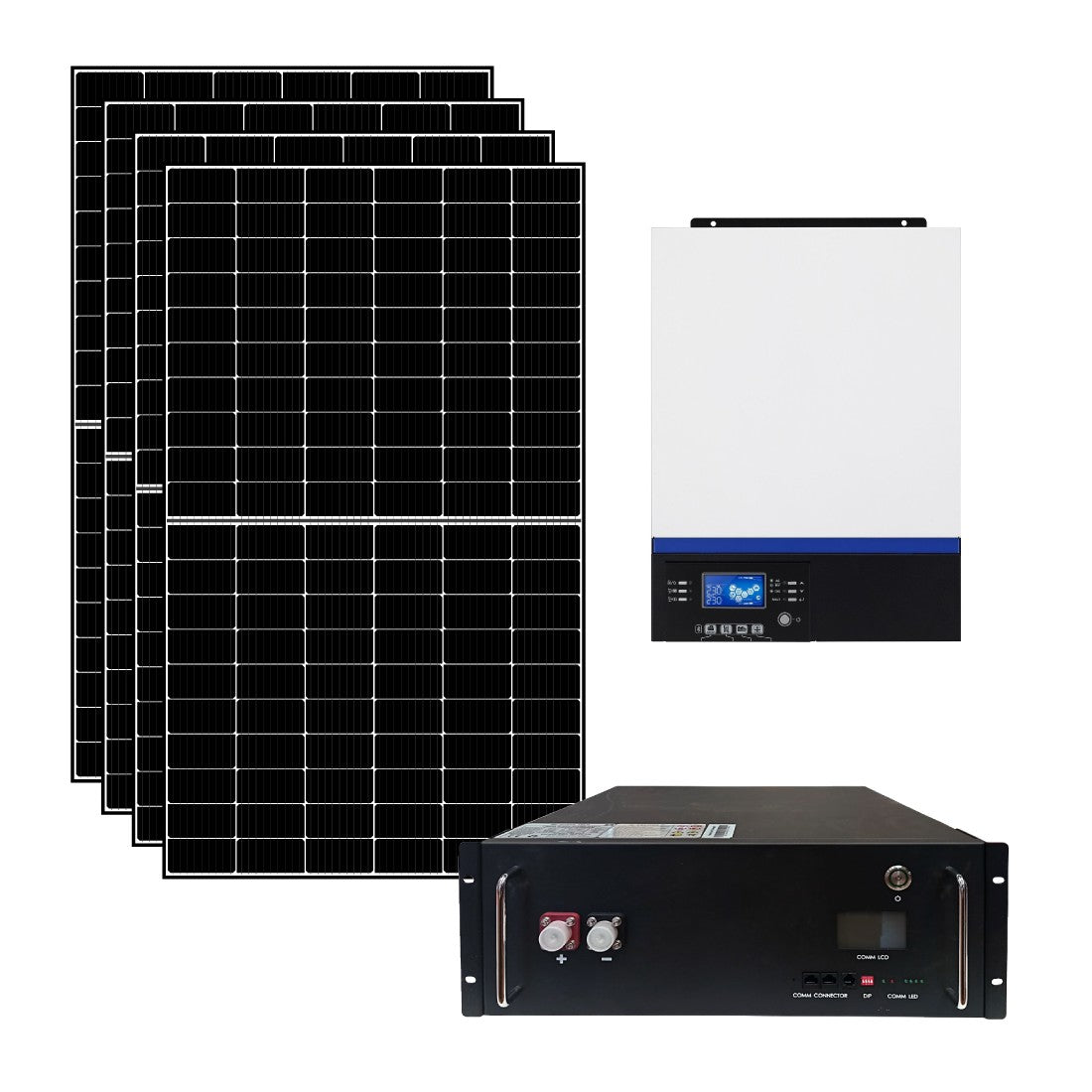 Kit fotovoltaico ibrido 3 kWp con inverter All-in-One 5000W 48V MPPT e Supercondesatore | KIT3KWSUP