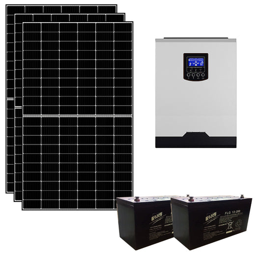 Kit fotovoltaico ibrido ad isola 2 kWp con inverter 5000W 48V MPPT e 4 batterie 150Ah | KIT2KWKS