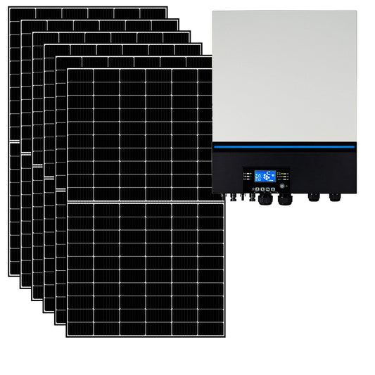 Kit fotovoltaico ibrido 6 kWp con inverter All-in-One 7200W 48V MPPT senza accumulo | KIT6KWED